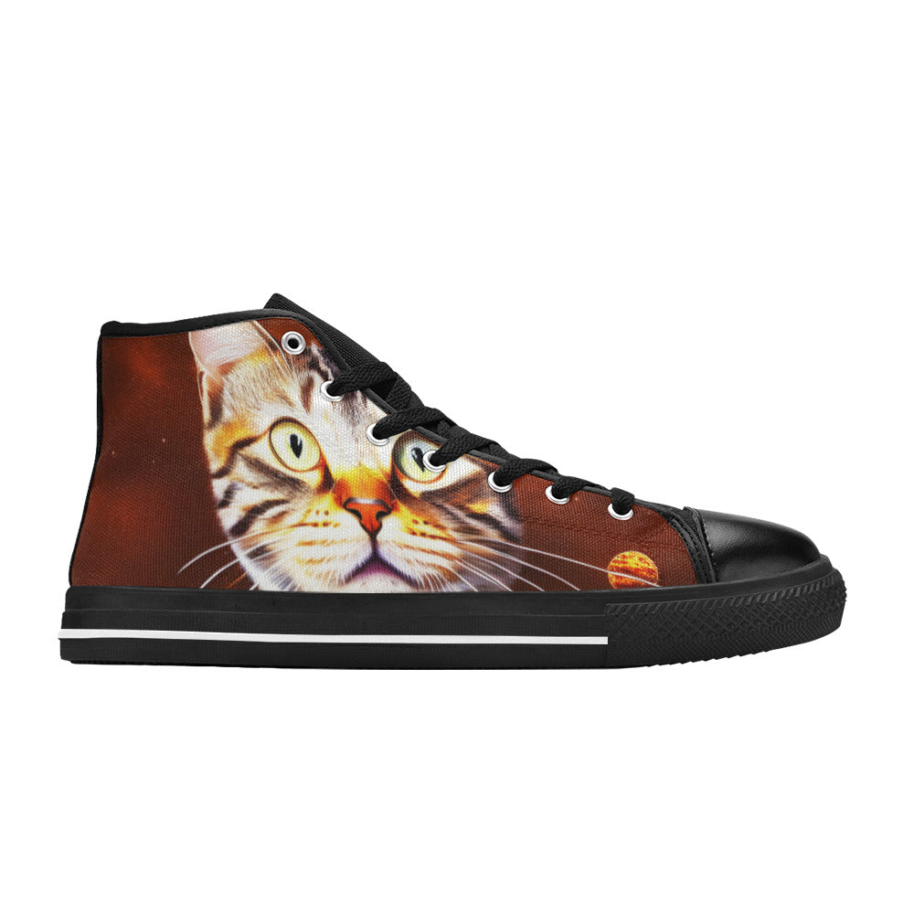 WOMEN'S Cc Pizza Cat Art High Top Canvas Dark Academia Custom Sneakers