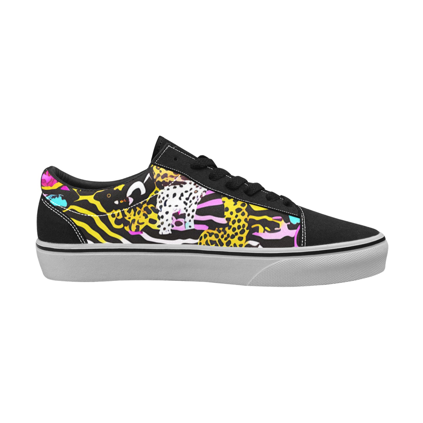 WOMEN'S Neon Animal Print Low Top Skateboarding Vibrant Chaos Shoes