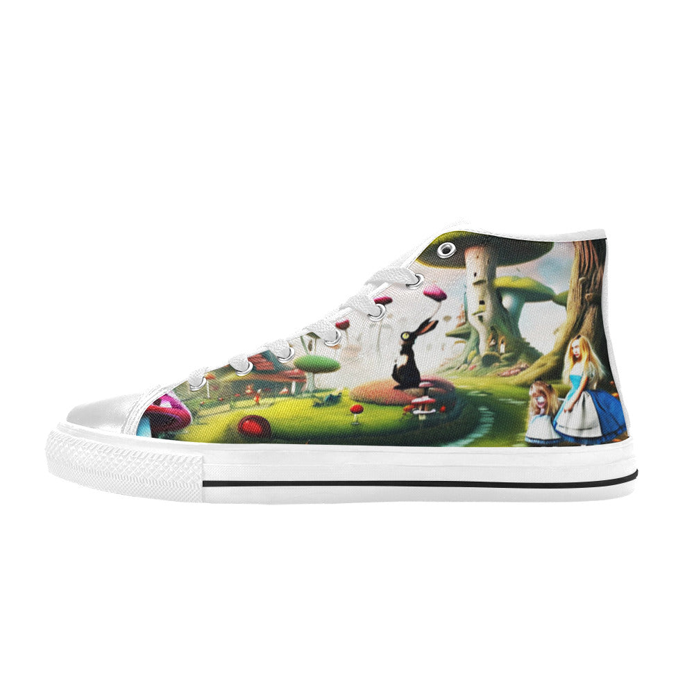 WOMEN'S Freaky World Wonderland Distorted High Top Canvas Grunge Shoes