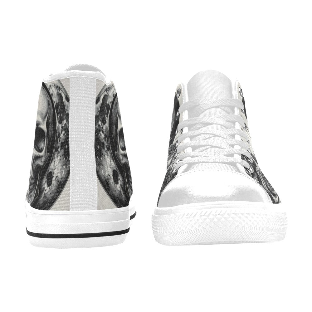 Skull Dark Rose Women's Gothic Art High Top Canvas Shoes | Freaky Shoes®