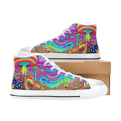 MEN'S Trippy Acid World Art High Top Canvas Cottagecore Sneakers