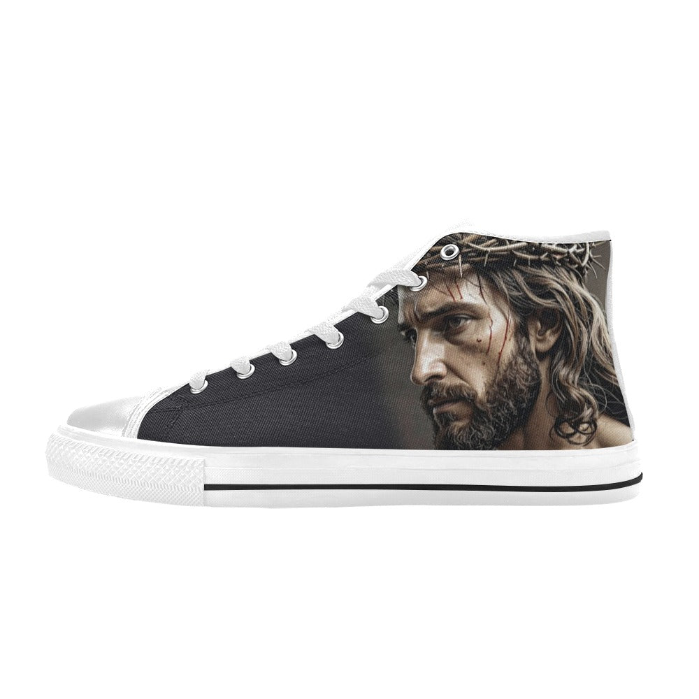 WOMEN'S Jesus_Ht_01 High Top Canvas Dark Academia Sneakers