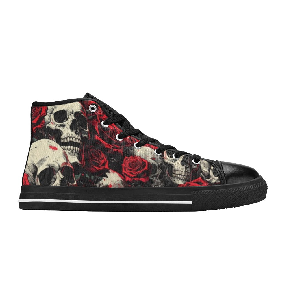 WOMEN'S Comic Book Skull Roses High Top Canvas Dreamcore Custom Shoes