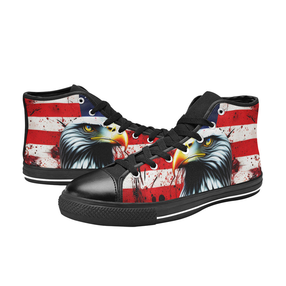 MEN'S Patriotic Eagle Distressed Men’S High Top Canvas Neon Fantasy Sneakers