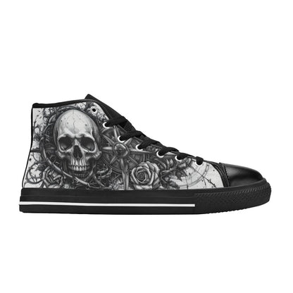 Crown Skull Dark Art Men's Gothic High Top Canvas Shoes | Freaky Shoes®