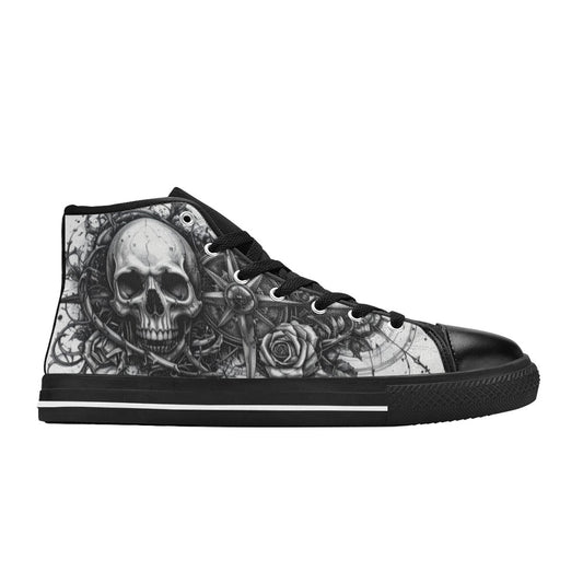 MEN'S Dark Art Skull Rose High Top Canvas Grunge Custom Sneakers