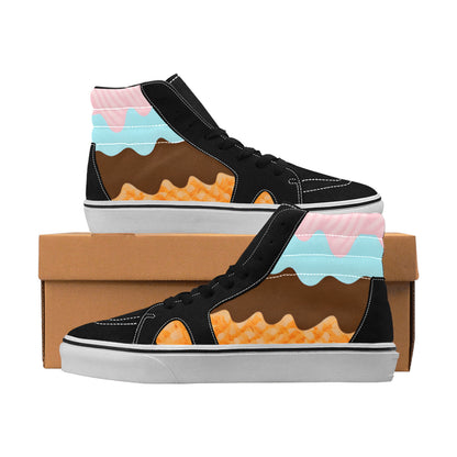 WOMEN'S Ice Cream Art Melting High Top Skateboarding Vivid Shoes