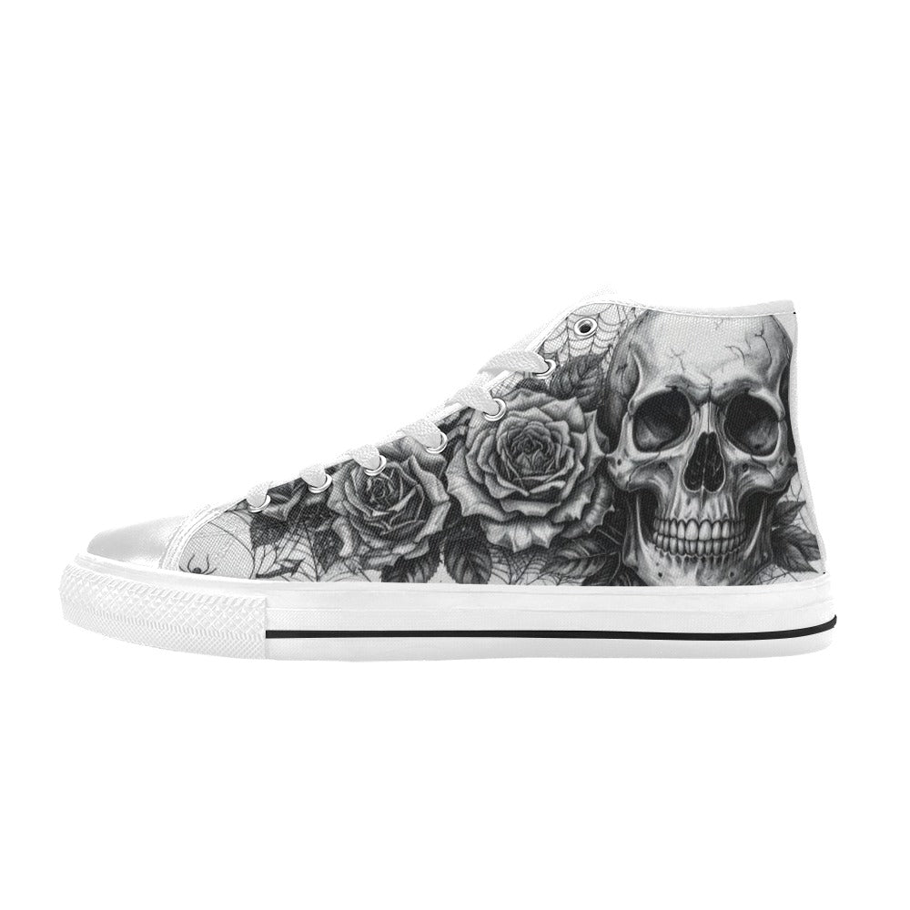 Dark Skull Crown Women's Gothic Dark Art High Top Canvas Shoes | Freaky Shoes®