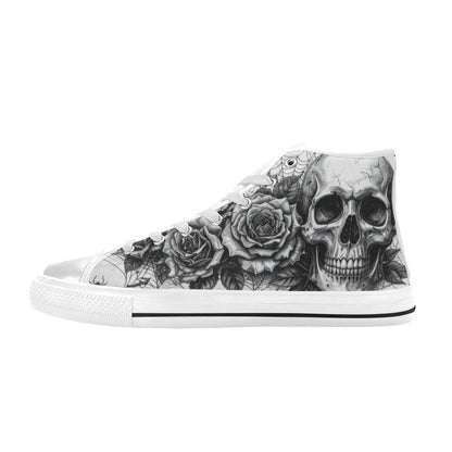 Dark Skull Crown Women's Gothic Dark Art High Top Canvas Shoes | Freaky Shoes®