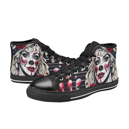 MEN'S Clown Woman Wearing Baseball High Top Canvas Aesthetic Custom Shoes