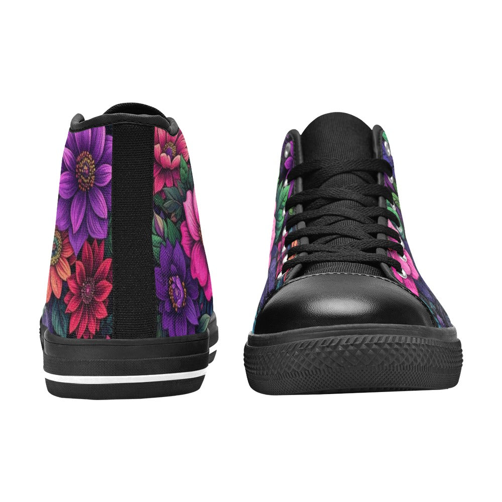 WOMEN'S Trippy Floral Chaos High Top Canvas Vivid Custom Shoes
