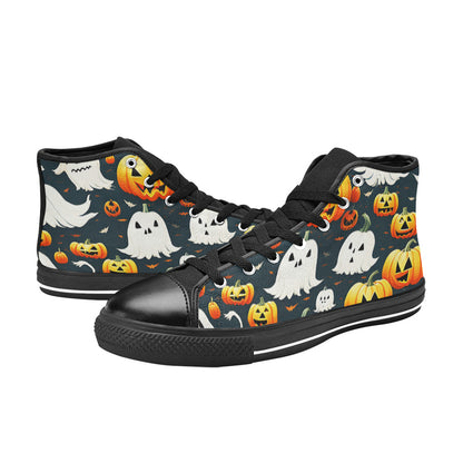 WOMEN'S Halloween Art High Top Canvas Vibrant Chaos Shoes