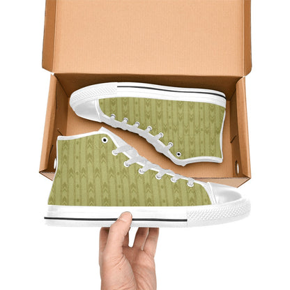 Liminal Horror High-Tops | Yellow Wallpaper Sneakers Kids' High Top Canvas Shoes-4 Sides (Model 017)