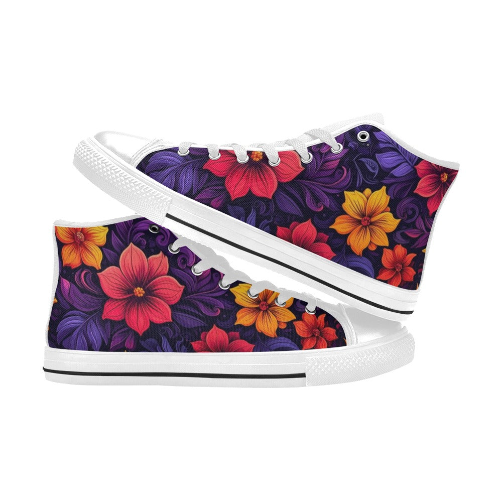 MEN'S Exotic Floral Weave High Top Canvas Dark Academia Custom Sneakers