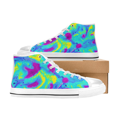 WOMEN'S Tie Dye Splash Retro High Top Canvas Neon Fantasy Shoes