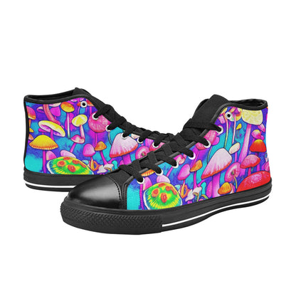 WOMEN'S Colorful Mushrooms Art Vibes High Top Canvas Wallpaper Art Custom Shoes