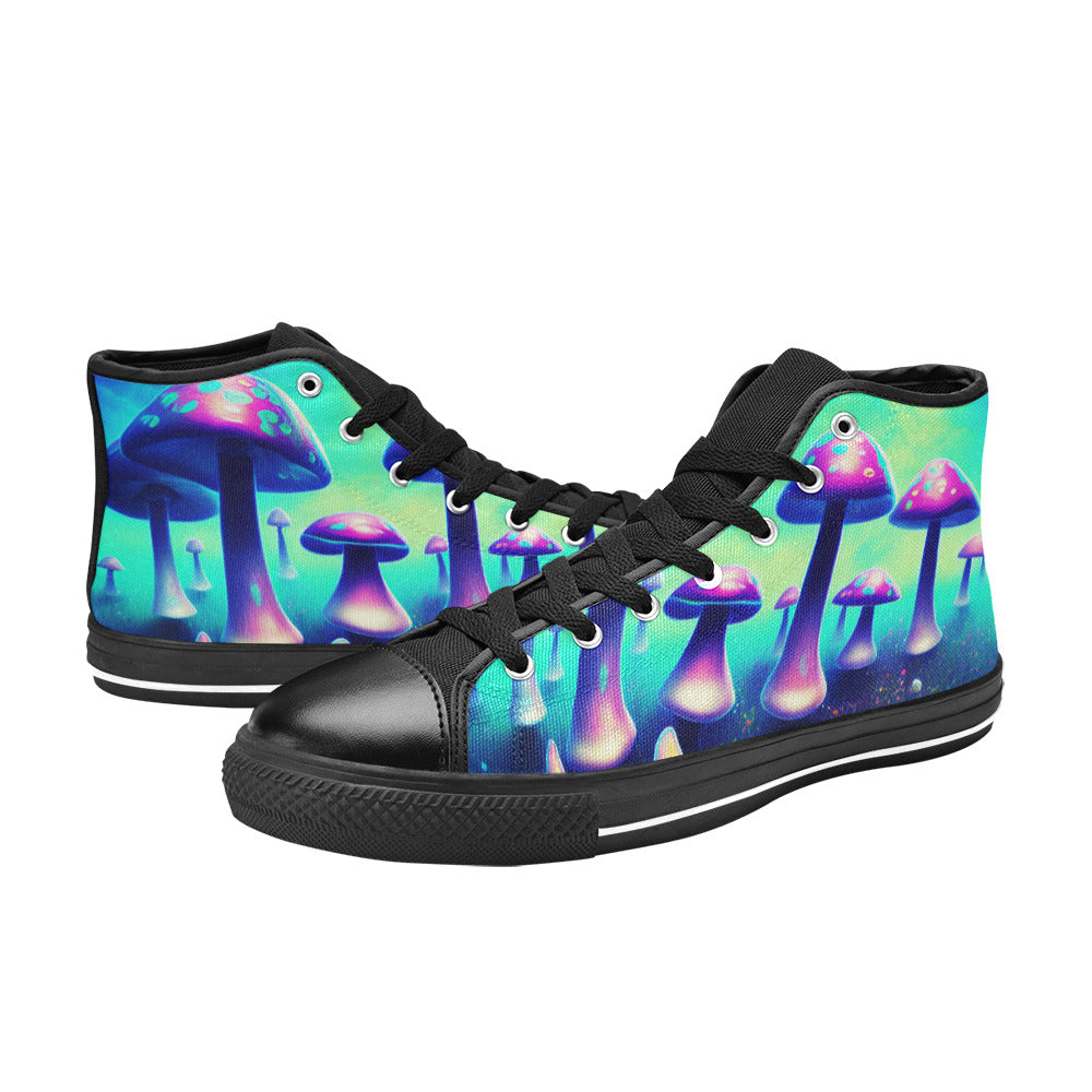 WOMEN'S Colorful Mushrooms Art Vibe High Top Canvas Dreamcore Custom Shoes