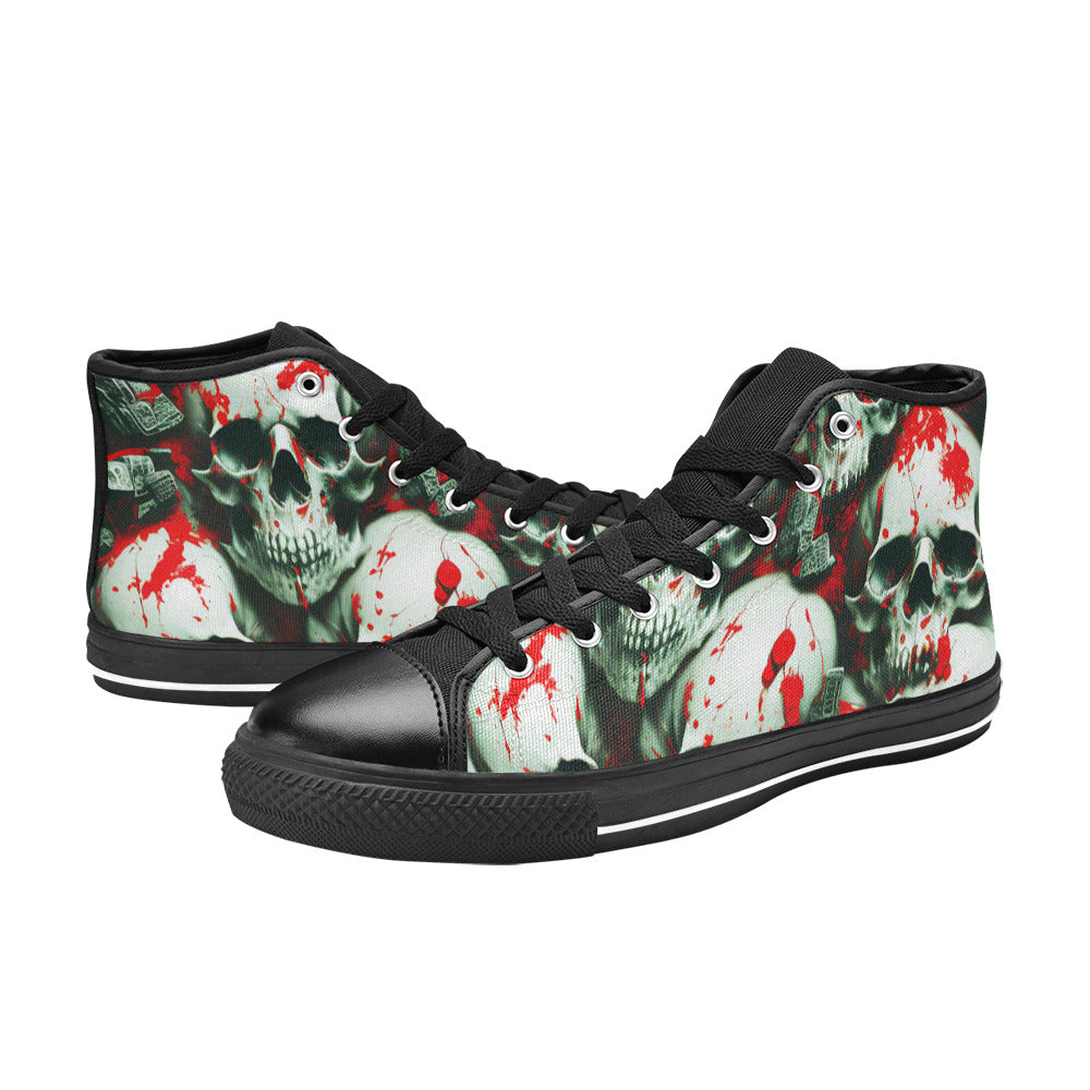 WOMEN'S Splatter Skulls 4 High Top Canvas Dreamcore Custom Shoes