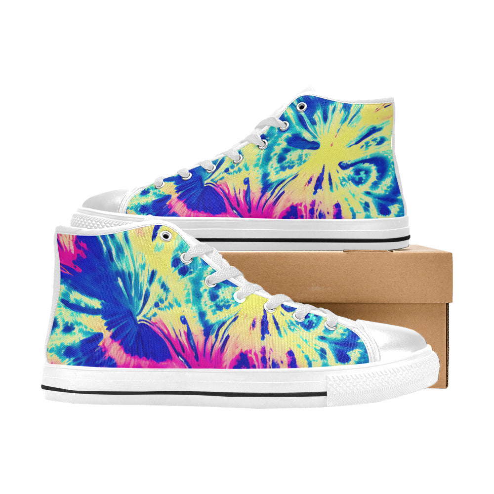 MEN'S Tie Dye Splash Retro High Top Canvas Vibrant Chaos Sneakers