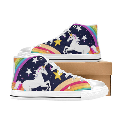 WOMEN'S Uncorns Everywhere High Top Canvas Dark Academia Sneakers