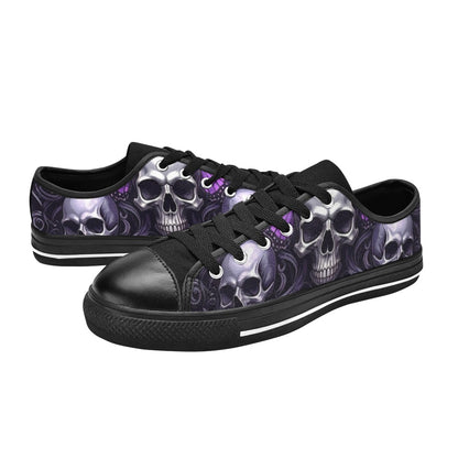 WOMEN'S Skull Butterfly Purple Iridescent Low Top Canvas Vibrant Chaos Shoes