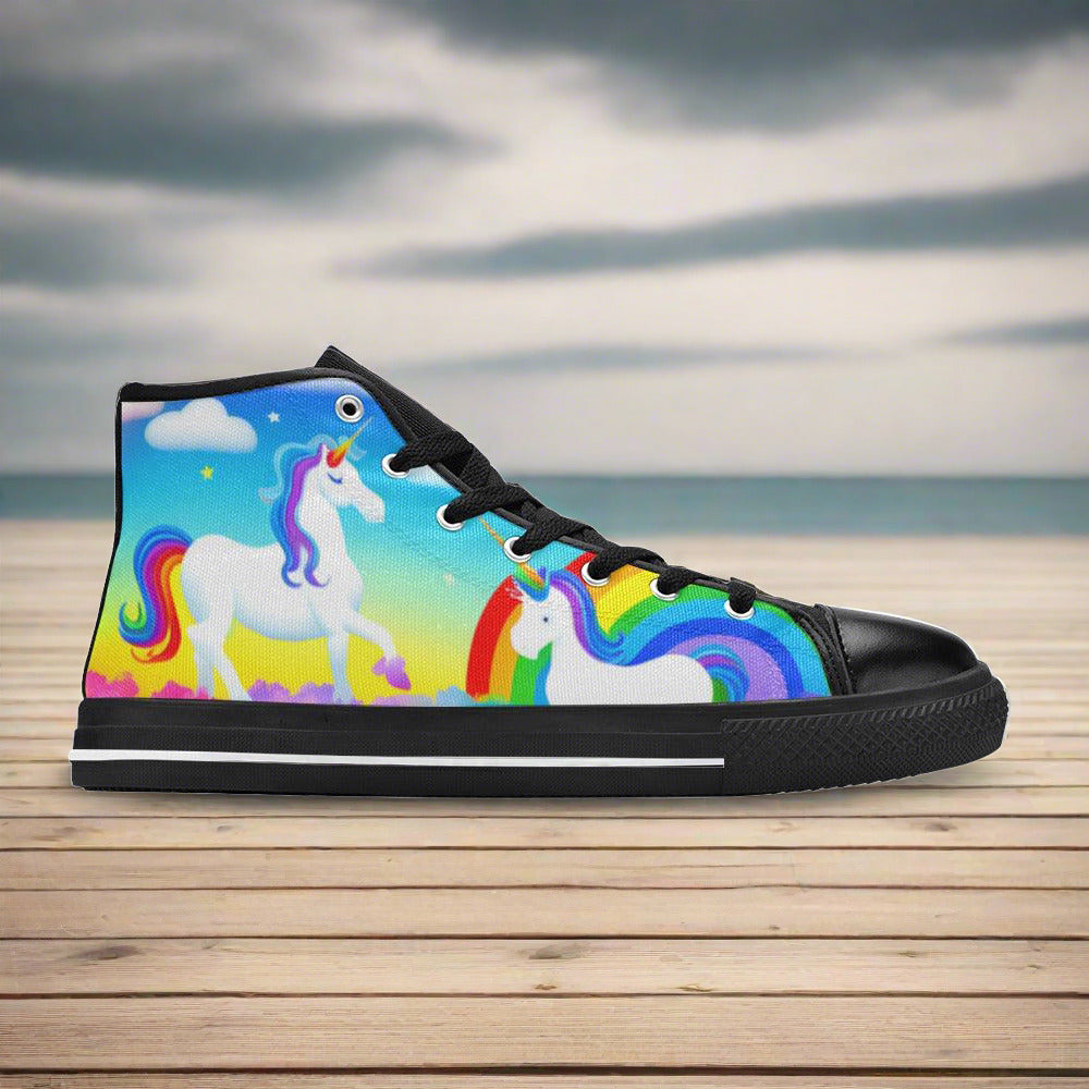 Butterfly Rainbow Blue Gold Custom WOMEN Bold Art - Freaky Shoes | Custom Art Sneakers