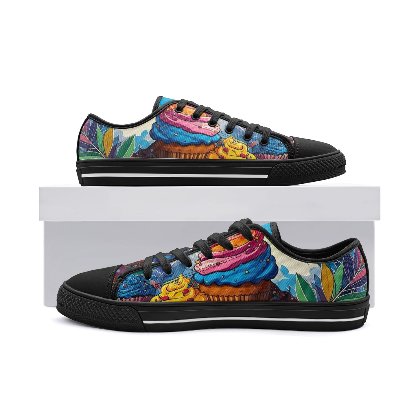 Cupcake Art Unique Art Canvas Sneakers High Top for Men Women Unisex Low Top Canvas Shoes