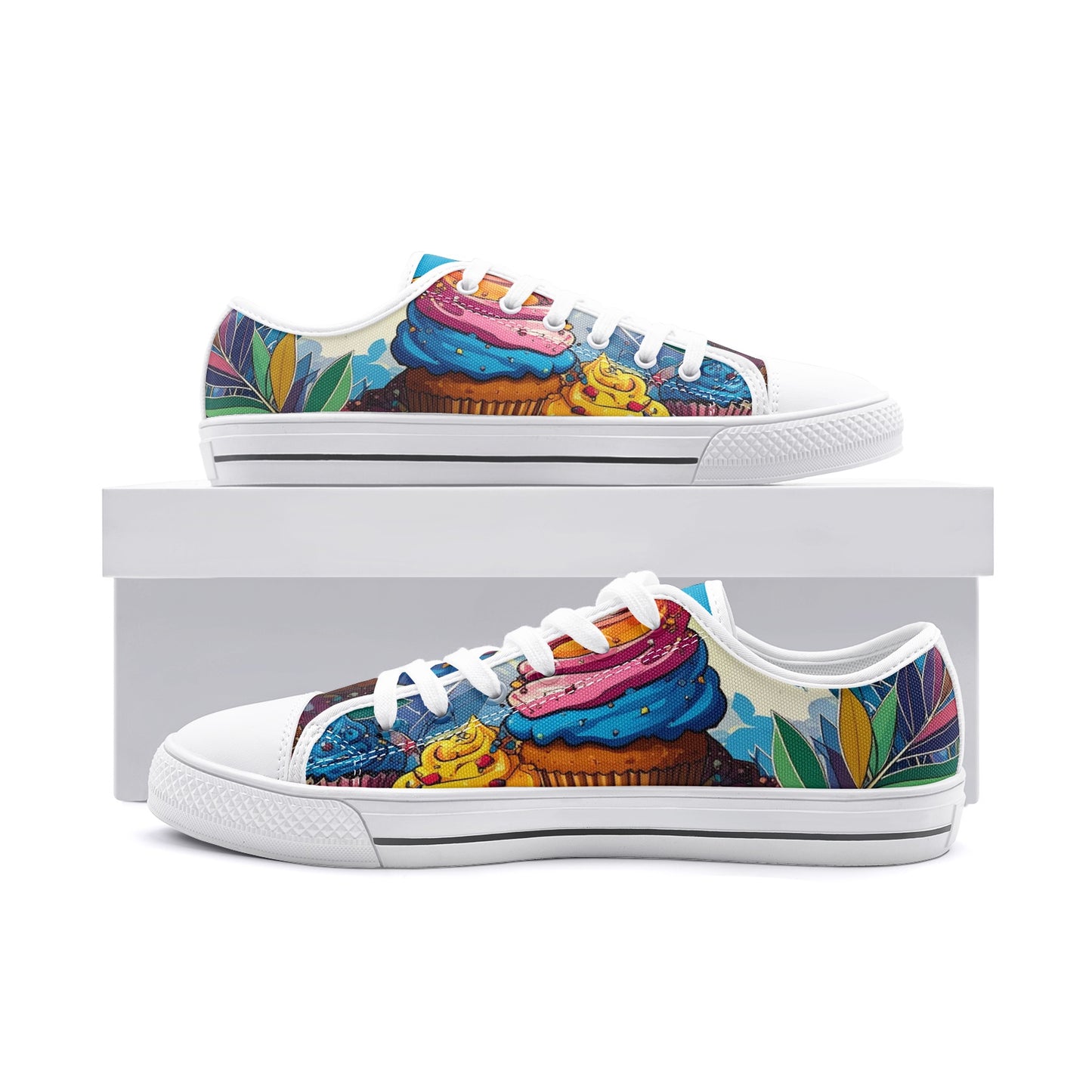 Cupcake Art Unique Art Canvas Sneakers High Top for Men Women Unisex Low Top Canvas Shoes