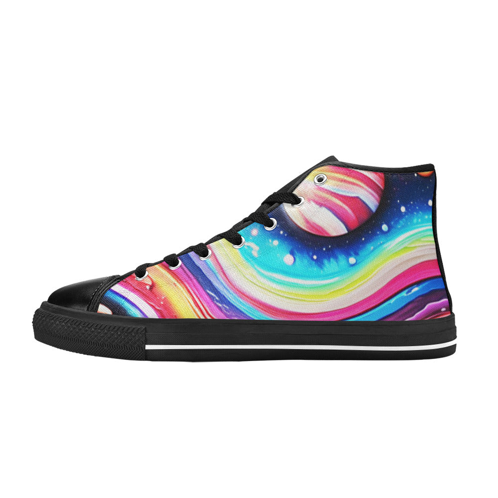 WOMEN'S Acrylic Colorful Galaxy Arts High Top Canvas Wallpaper Art Custom Sneakers