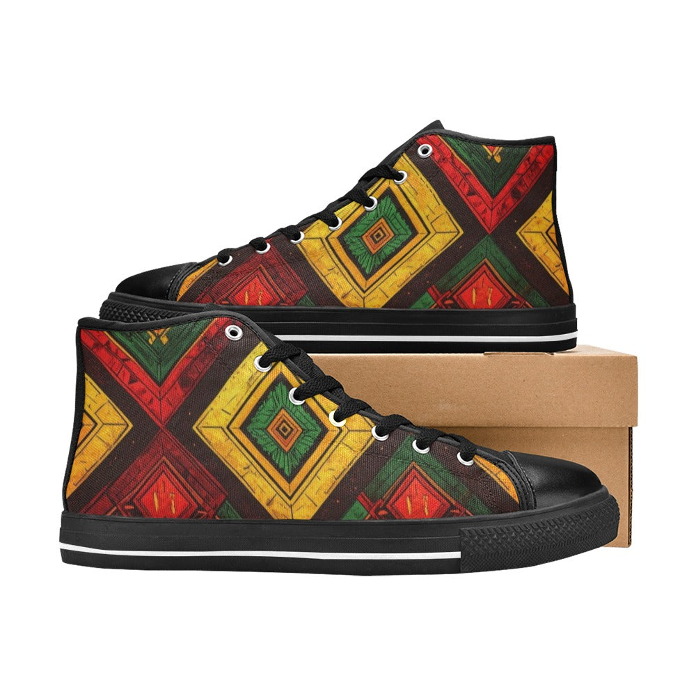 MEN'S African Kente Cloth High Top Canvas Y2K Custom Shoes