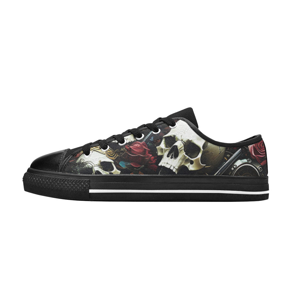 WOMEN'S Rose Skulls Dark 4 Canvas Aesthetic Custom Sneakers