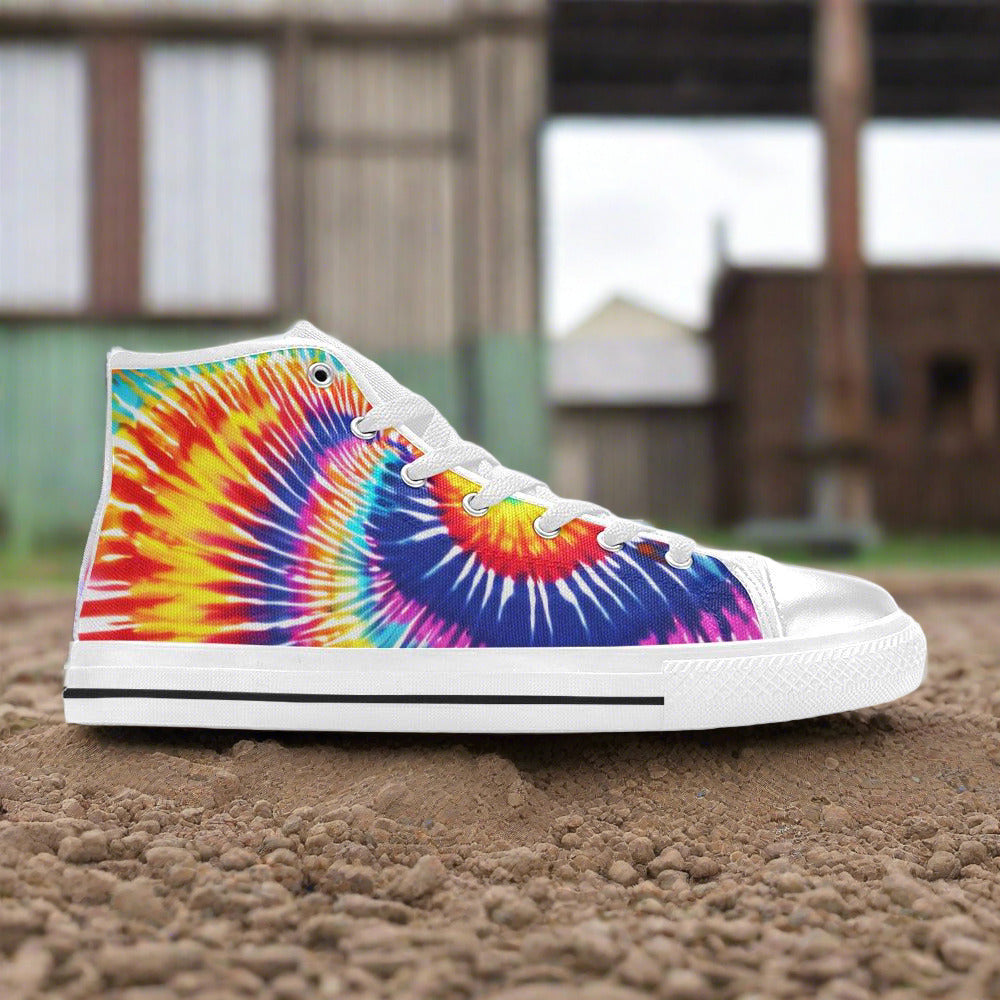 Butterfly Rainbow Crimson Black Wearable MEN Bold Art - Freaky Shoes | Custom Art Sneakers