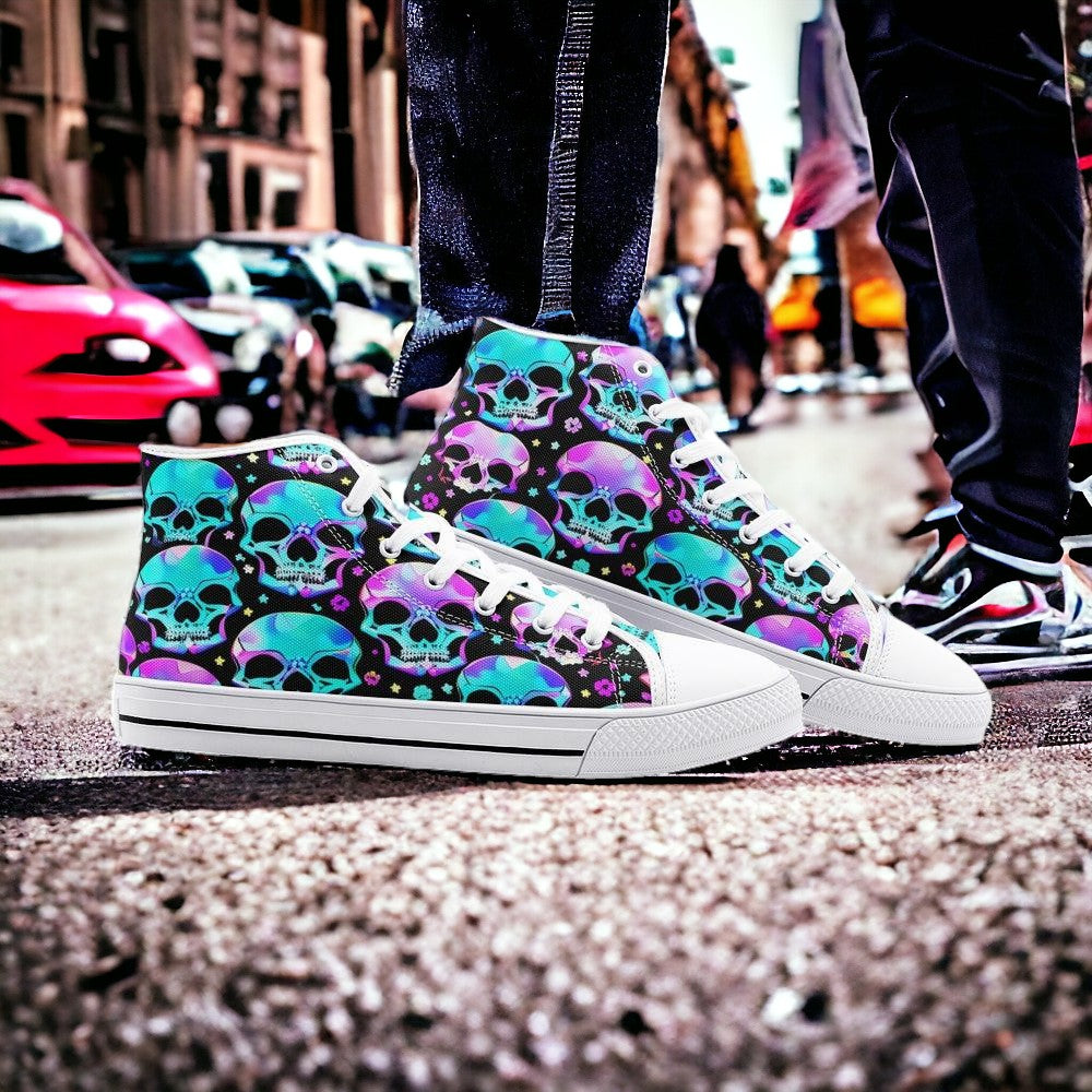 Cherry Blossom Orange Black Vivid Bold Art - Freaky Shoes | Custom Art Sneakers