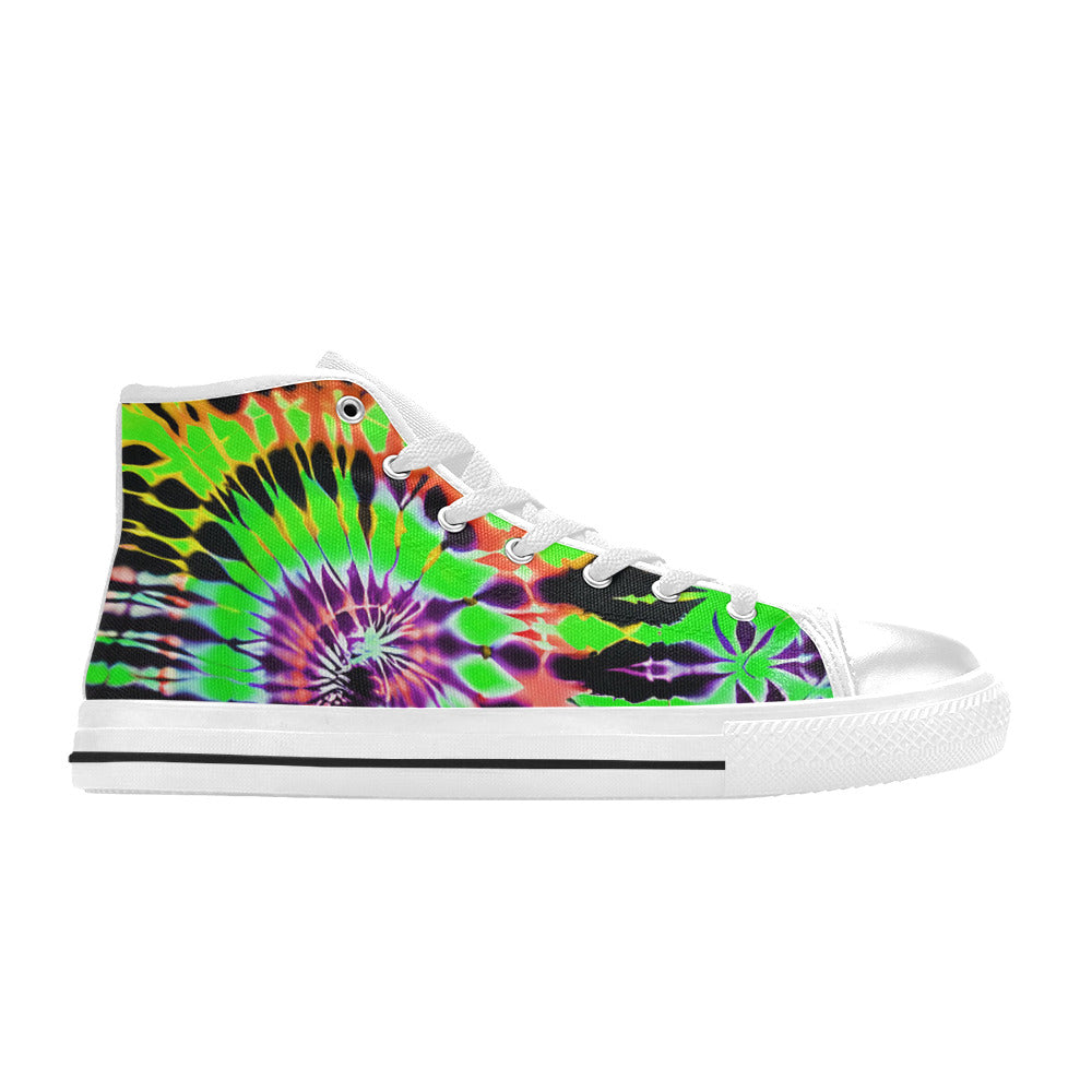 WOMEN'S Cc Tie Dye Art High Top Canvas Vibrant Chaos Custom Sneakers