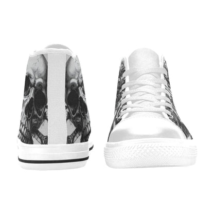Dark Biker Skull Men's Gothic Art High Top Canvas Shoes | Freaky Shoes®