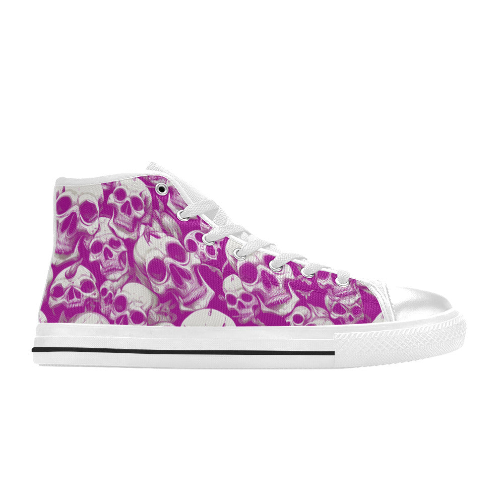 MEN'S Skulls Mania Purple Men’S High Top Canvas Wallpaper Art Shoes