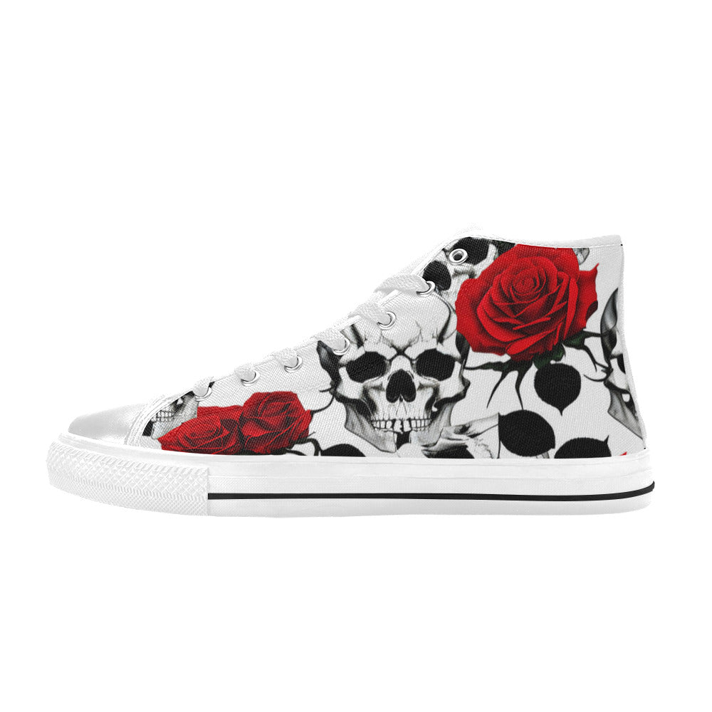 WOMEN'S Skulls Roses Deluxe 9 High Top Canvas Vivid Shoes