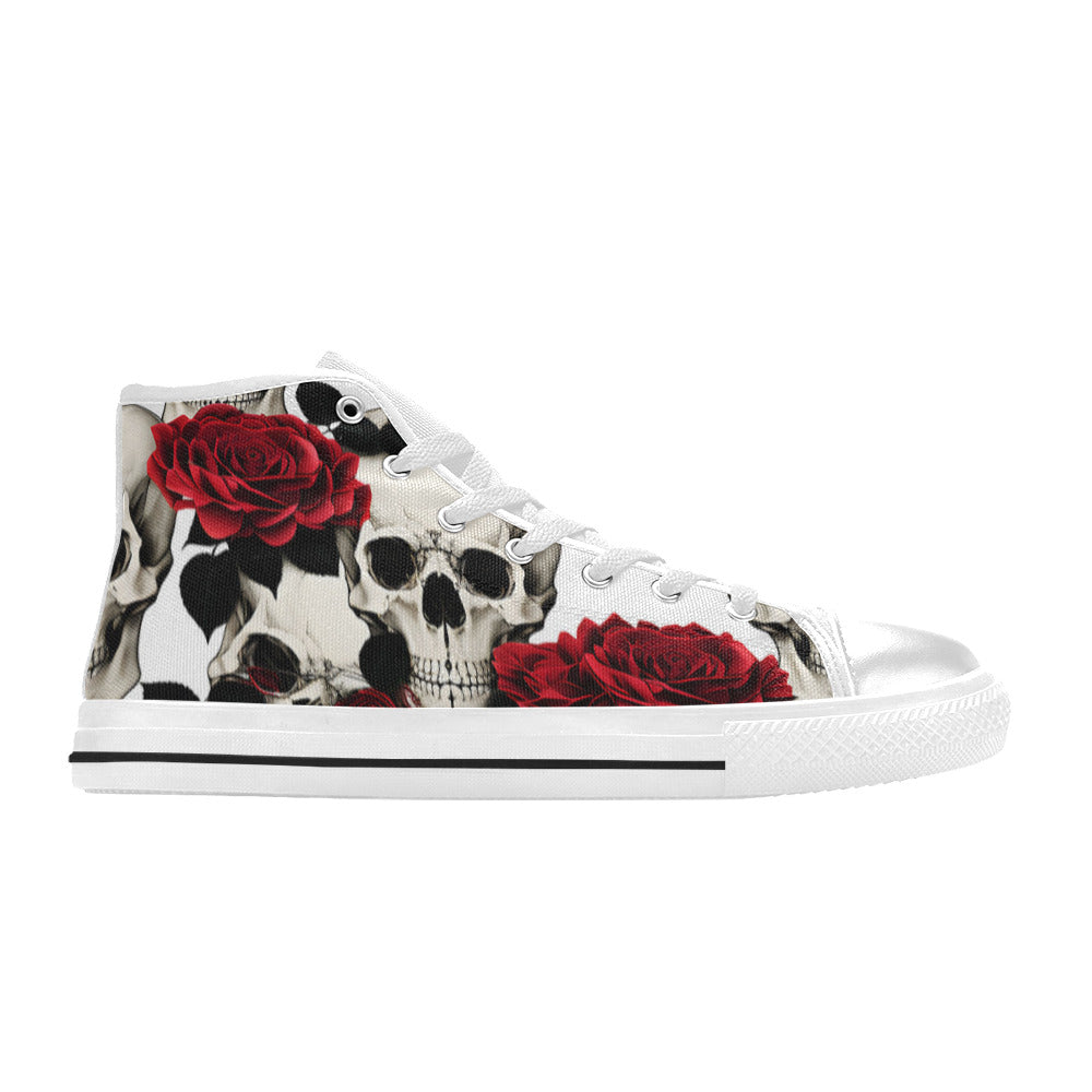 WOMEN'S Skulls Roses Deluxe 6 High Top Canvas Cottagecore Sneakers