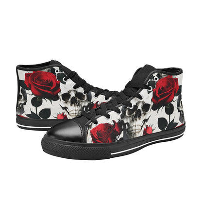 WOMEN'S Skulls Roses Deluxe 10 High Top Canvas Cottagecore Shoes