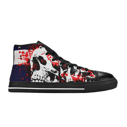 WOMEN'S Patriotic Splatter Skulls High Top Canvas Dark Academia Custom Shoes