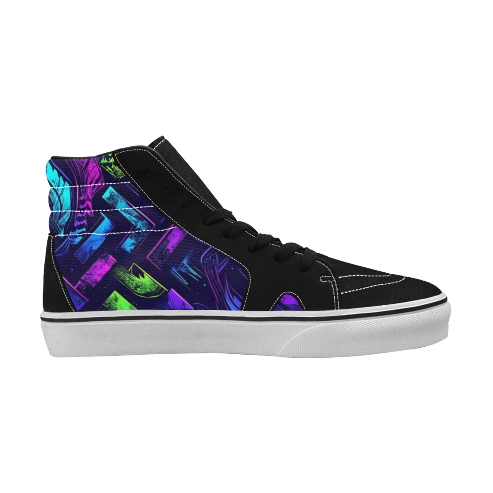 WOMEN'S Electric Houndstooth Dream 1 High Top Skateboarding Wallpaper Art Sneakers