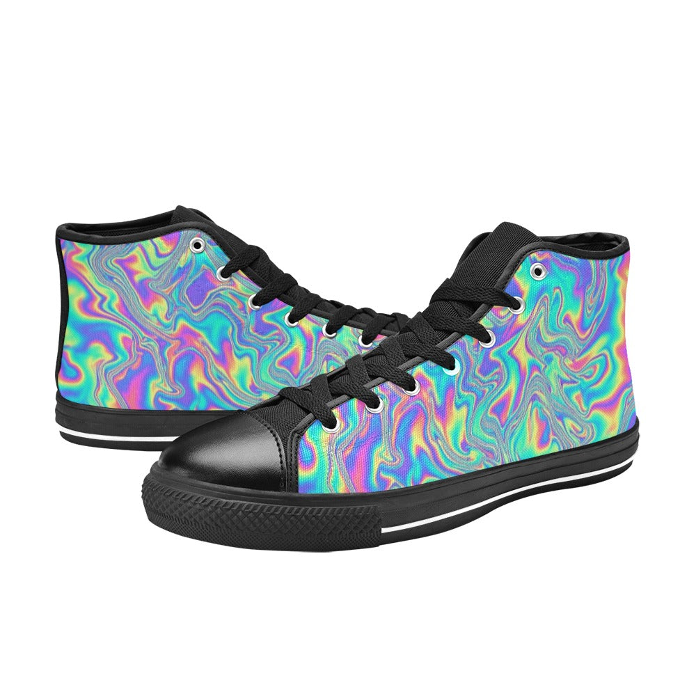 MEN'S Holographic Tribal Blaze 4 High Top Canvas Dreamcore Custom Shoes
