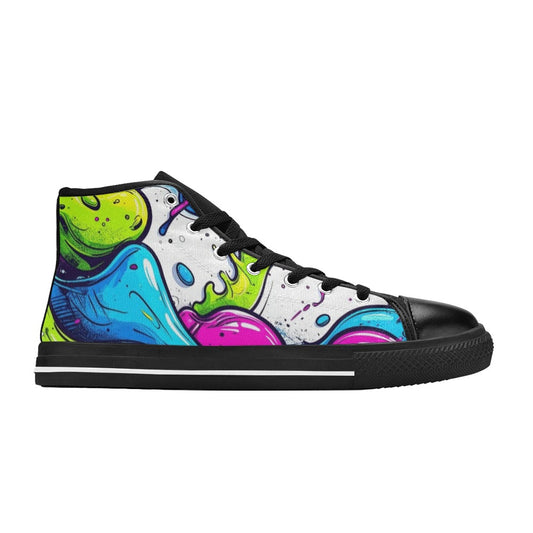 KIDS' Acid Wash Cartoon Art High Top Canvas Surreal Custom Sneakers