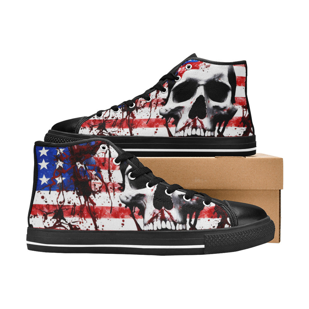 MEN'S Patriotic Splatter Art Men’S High Top Canvas Wallpaper Art Custom Sneakers