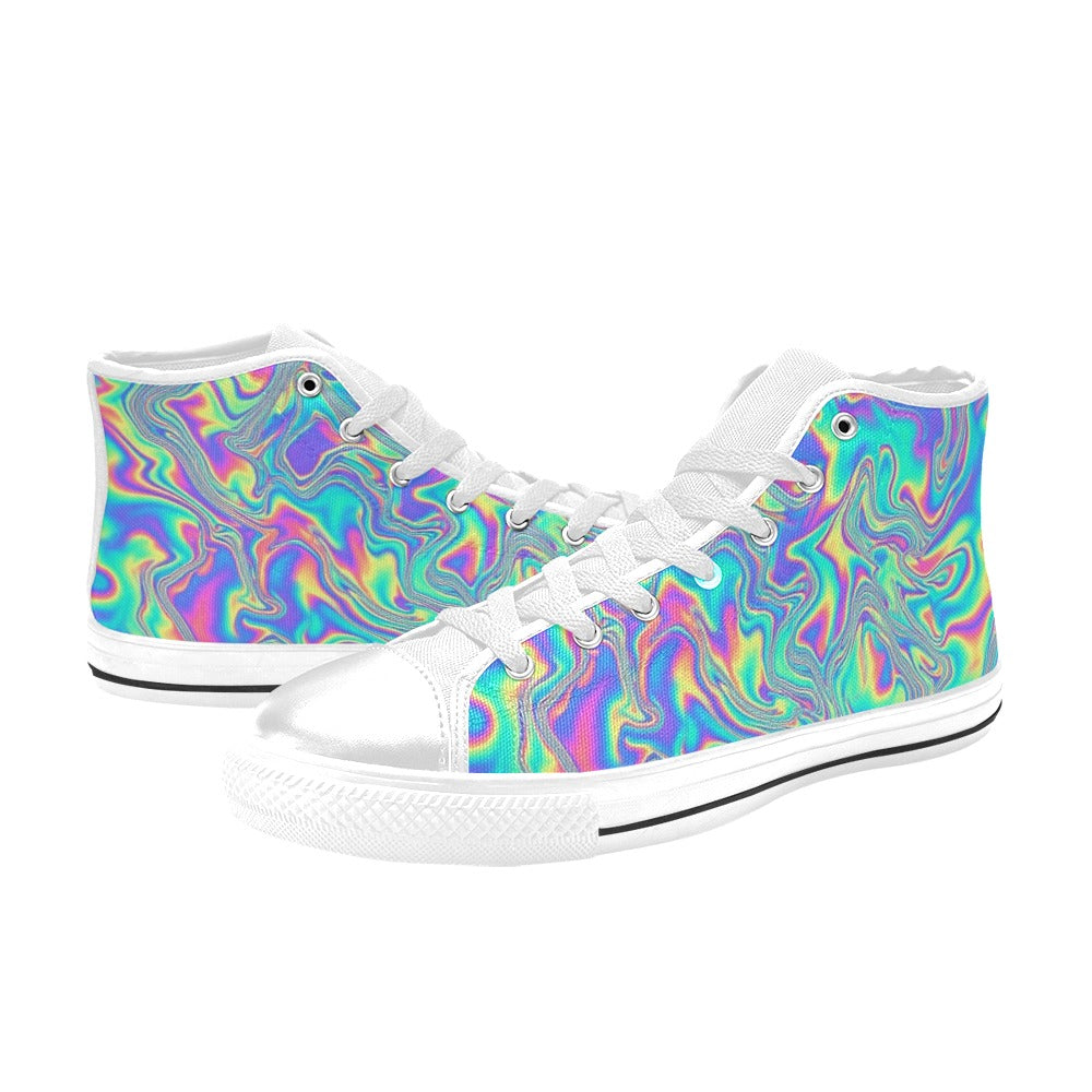 MEN'S Holographic Tribal Blaze 4 High Top Canvas Vibrant Chaos Custom Sneakers