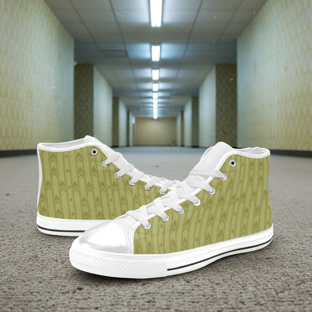 Yellow Wallpaper High-Top Sneakers | Level 0 Fashion High Top Canvas Shoes for Kid