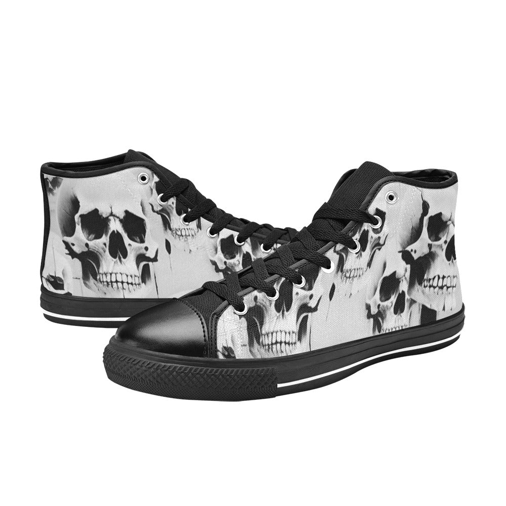 WOMEN'S Cc Grey Skull Art High Top Canvas Vivid Shoes
