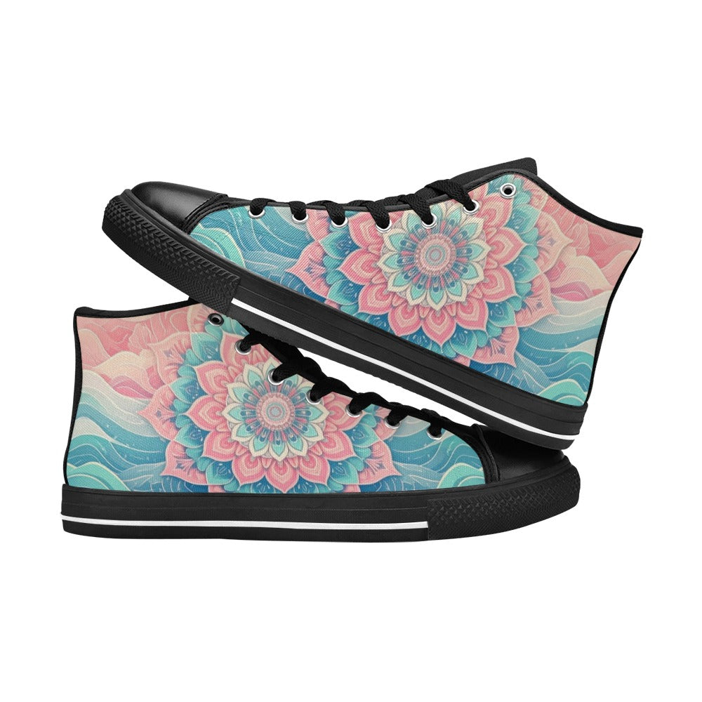 MEN'S Pastel Wave Mandala High Top Canvas Grunge Sneakers