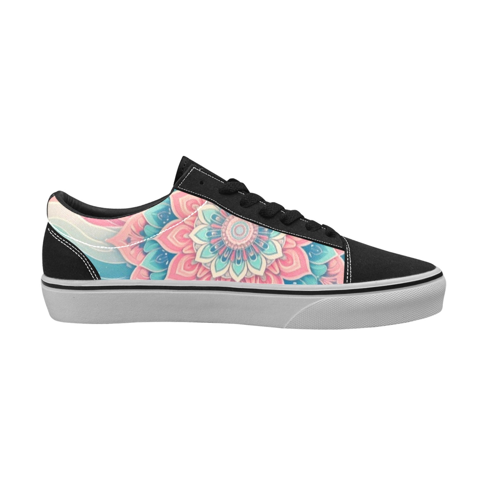 MEN'S Pastel Wave Mandala Low Top Skateboarding Cottagecore Sneakers