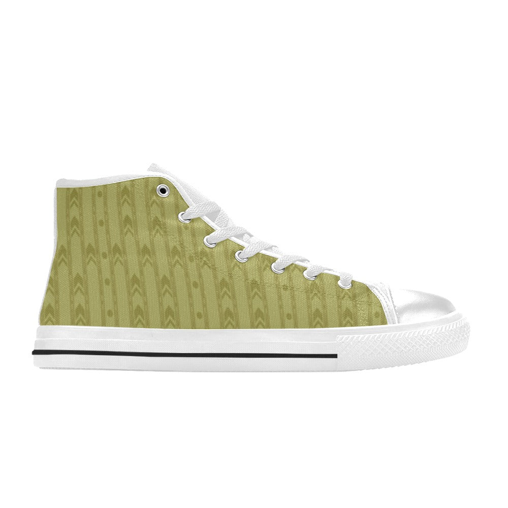 Liminal Horror High-Tops | Yellow Wallpaper Sneakers Kids' High Top Canvas Shoes-4 Sides (Model 017)